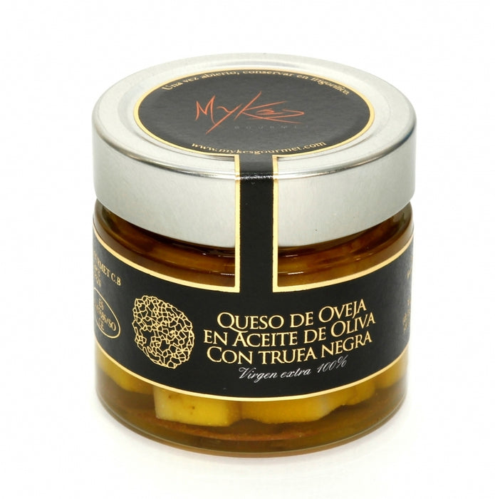 Mykes Gourmet - Ewe's Milk Cheese marinated in Olive Oil with Black Truffle - 160 Grams